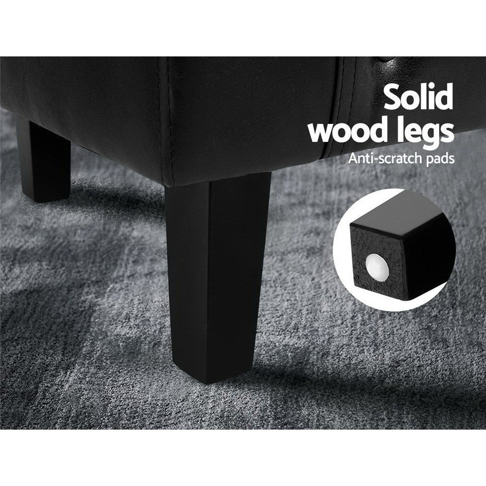 Artiss Ava Black Armchair Set with Ottoman - Elegant Comfort and Support