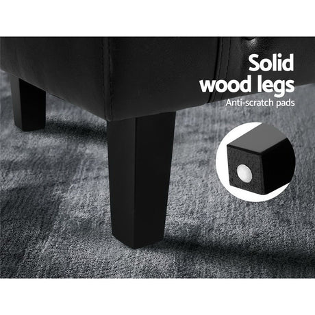 Artiss Ava Black Armchair Set with Ottoman - Elegant Comfort and Support