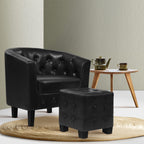 Artiss Ava Black Armchair Set with Ottoman - Elegant Comfort and Support