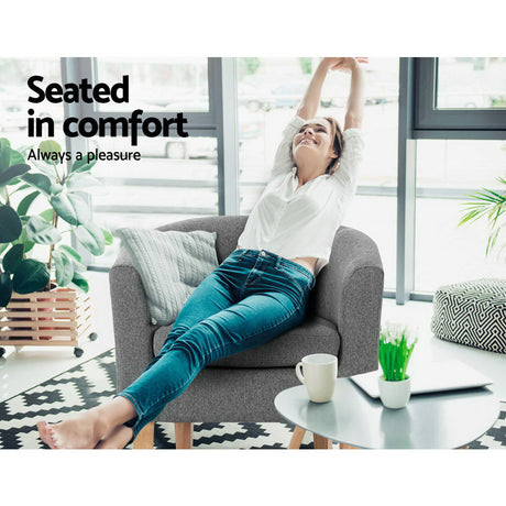 Artiss Abby Grey Fabric Armchair - Modern Elegance and Comfort