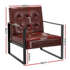 Artiss Modern Armchair Lounge Chair in Brown PU Leather with Metal Frame