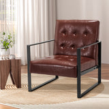 Artiss Modern Armchair Lounge Chair in Brown PU Leather with Metal Frame