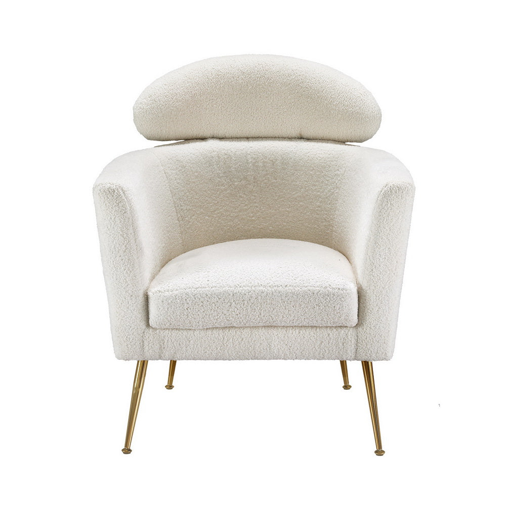 Artiss White Yoli Boucle Fabric Armchair