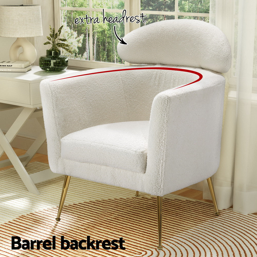 Artiss White Yoli Boucle Fabric Armchair