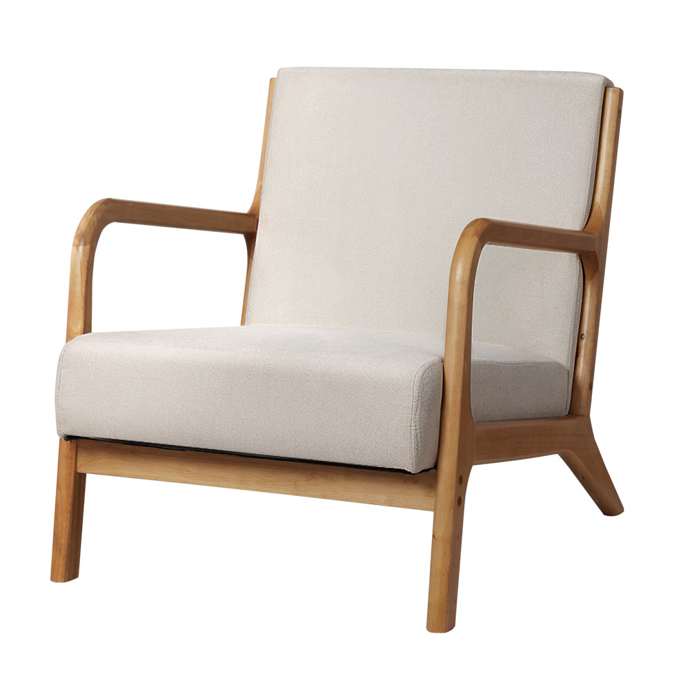 Artiss Olive Beige Fabric Armchair - Elegant Comfort and Style