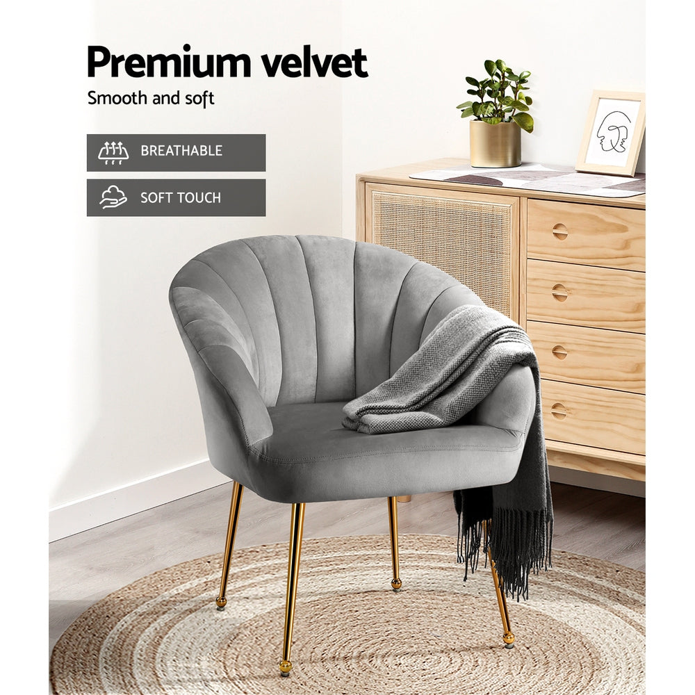 Artiss Eloise Velvet Armchair in Grey