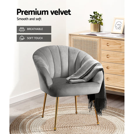 Artiss Eloise Velvet Armchair in Grey