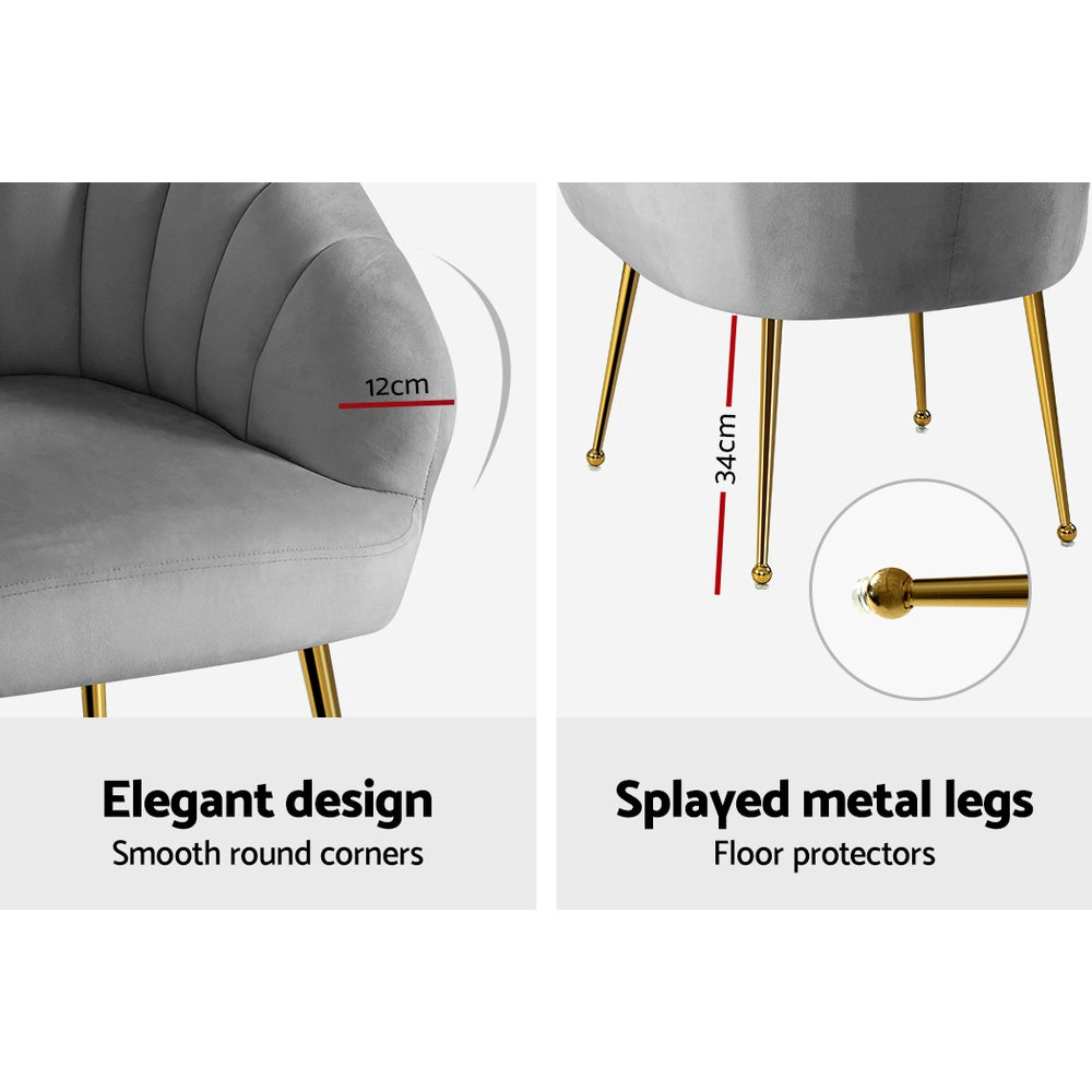 Artiss Eloise Velvet Armchair in Grey