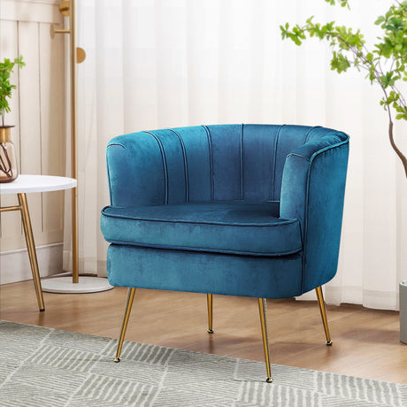 Artiss Norvia Velvet Armchair - Elegant Comfort in Navy