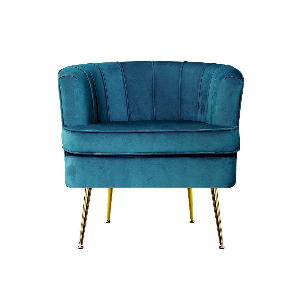 Artiss Norvia Velvet Armchair - Elegant Comfort in Navy