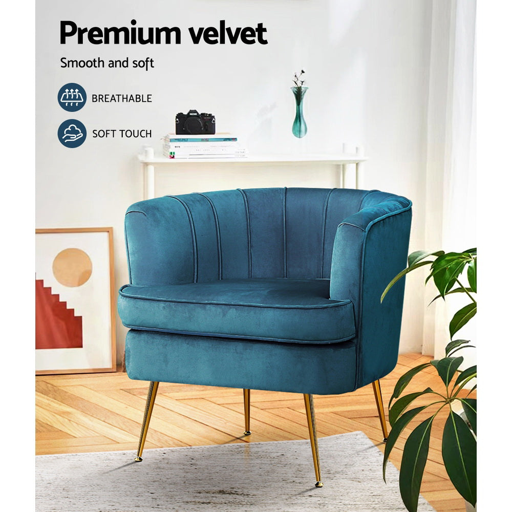 Artiss Norvia Velvet Armchair - Elegant Comfort in Navy