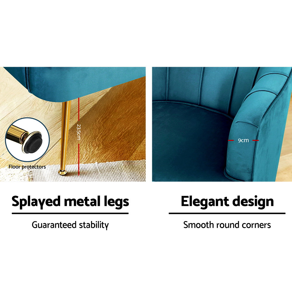 Artiss Norvia Velvet Armchair - Elegant Comfort in Navy