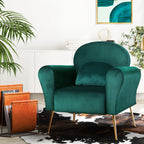 Artiss Caroline Green Velvet Armchair with Golden Legs