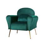 Artiss Caroline Green Velvet Armchair with Golden Legs