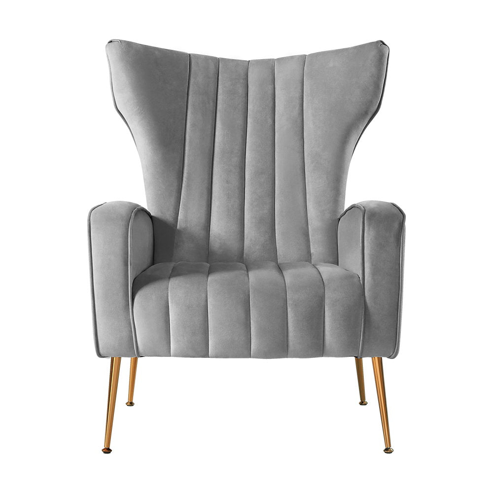 Artiss Velvet Kate Armchair - Elegant Design in Grey