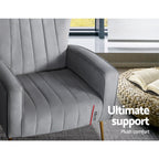 Artiss Velvet Kate Armchair - Elegant Design in Grey