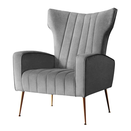Artiss Velvet Kate Armchair - Elegant Design in Grey