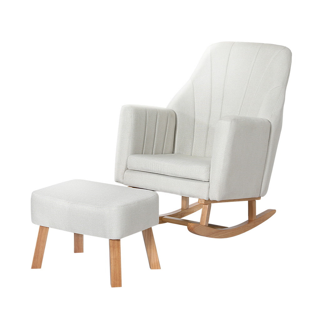 Jonah Linen Rocking Chair in Beige