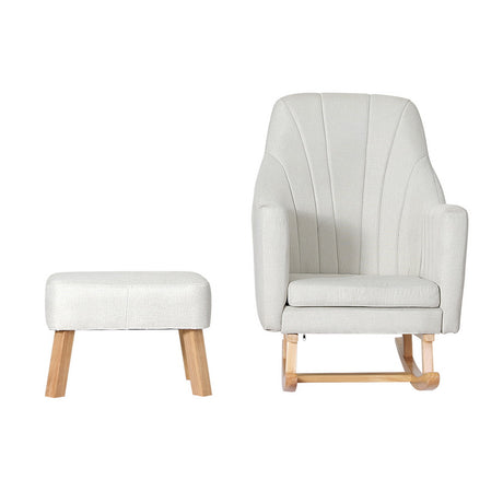 Jonah Linen Rocking Chair in Beige