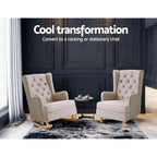 Artiss Gaia Fabric Rocking Chair - Elegant Convertible Design in Multiple Colors