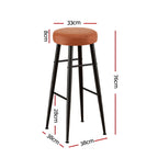 Artiss Set of 2 Brown PU Leather Bar Stools
