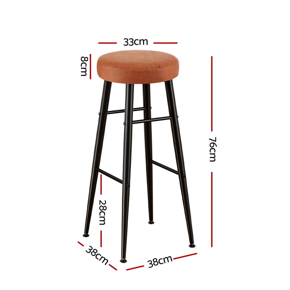 Artiss Set of 2 Brown PU Leather Bar Stools