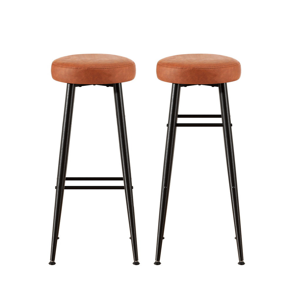 Artiss Set of 2 Brown PU Leather Bar Stools