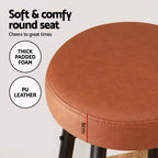 Artiss Set of 2 Brown PU Leather Bar Stools