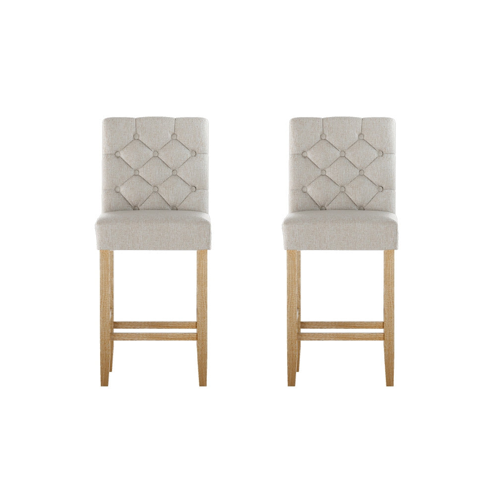 Artiss Elegant Linen Upholstered Bar Stools