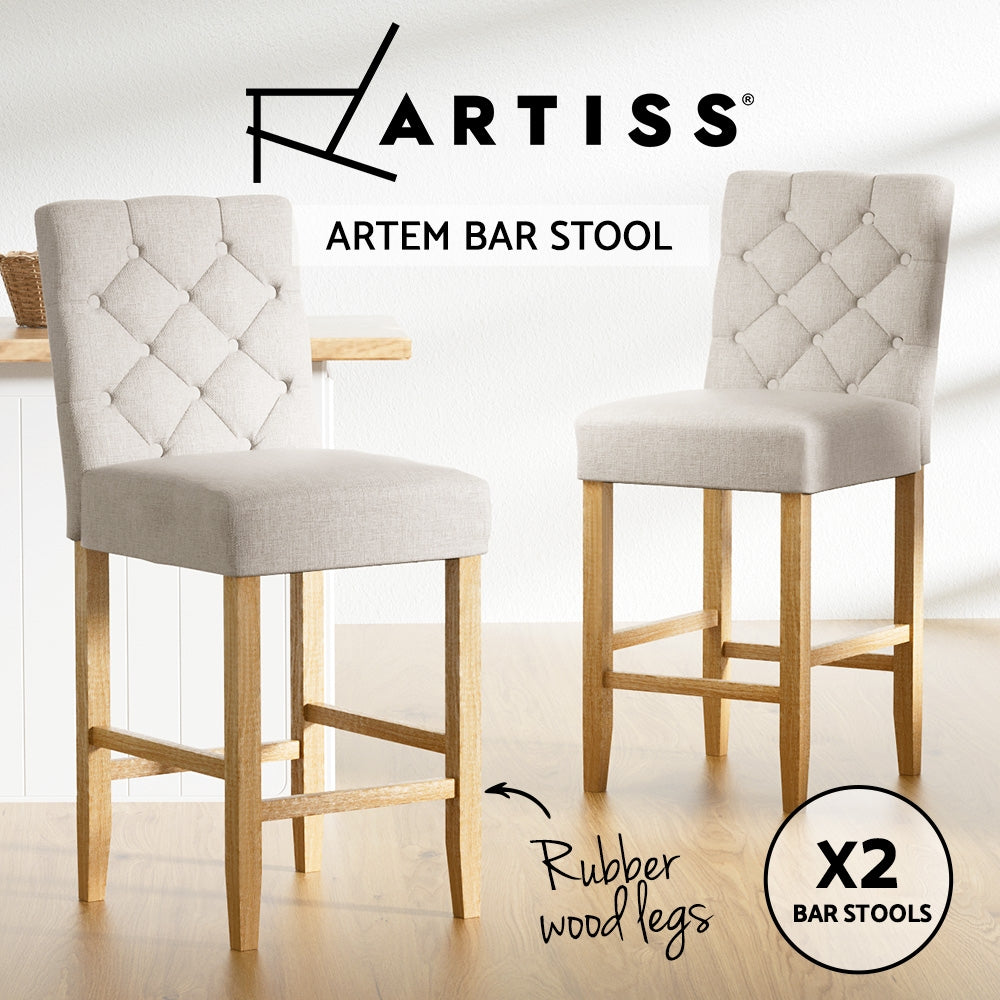 Artiss Elegant Linen Upholstered Bar Stools