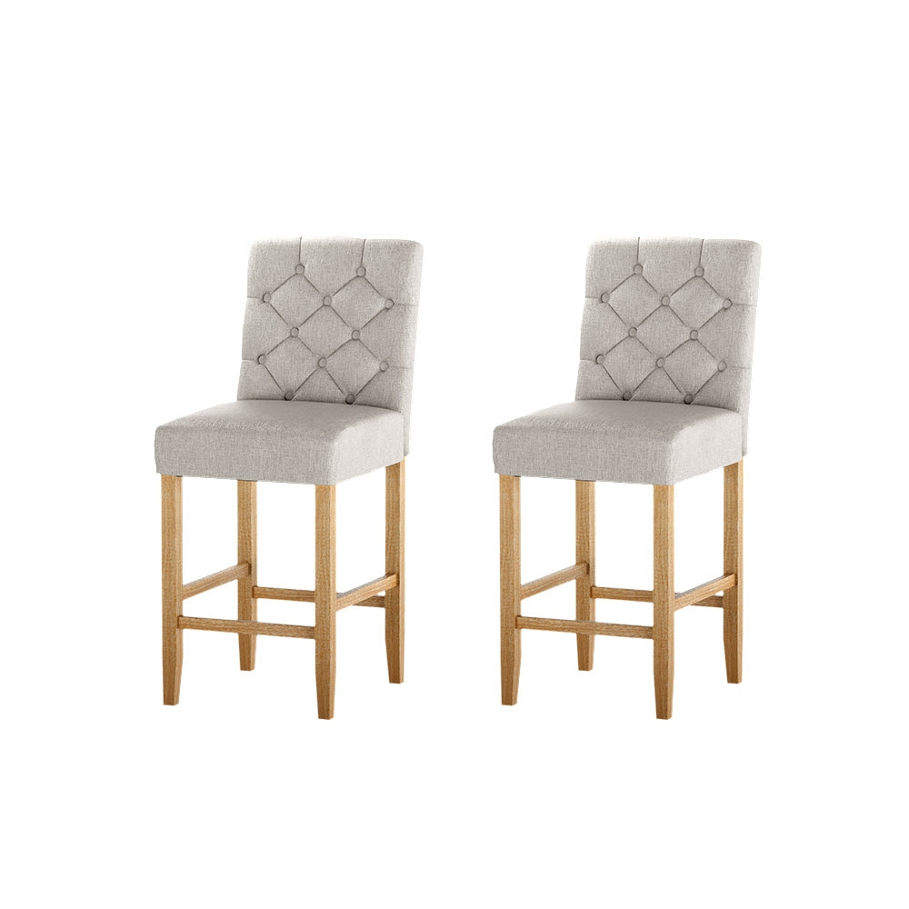 Artiss Elegant Linen Upholstered Bar Stools