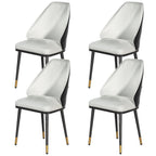 Beige and Black Leather Dining Chairs Set of 4