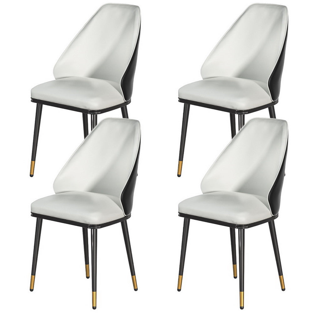 Beige and Black Leather Dining Chairs Set of 4