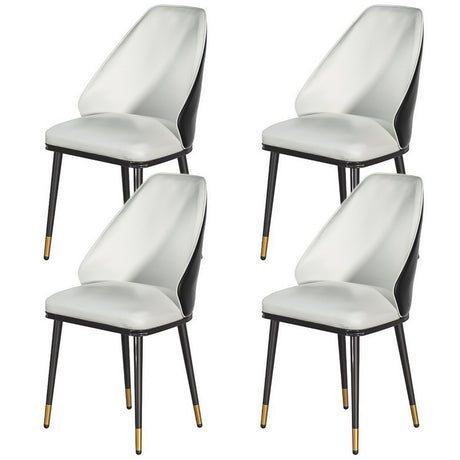 Beige and Black Leather Dining Chairs Set of 4