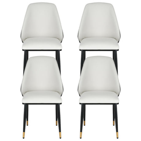 Beige and Black Leather Dining Chairs Set of 4