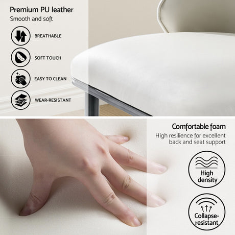 Beige and Black Leather Dining Chairs Set of 4