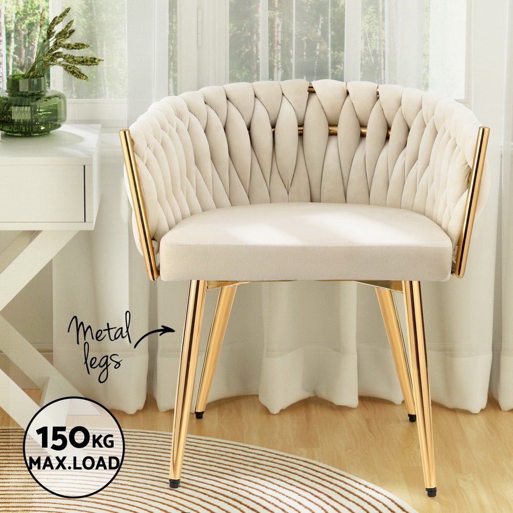 Elegant Beige Velvet Dining Chairs Set of 4