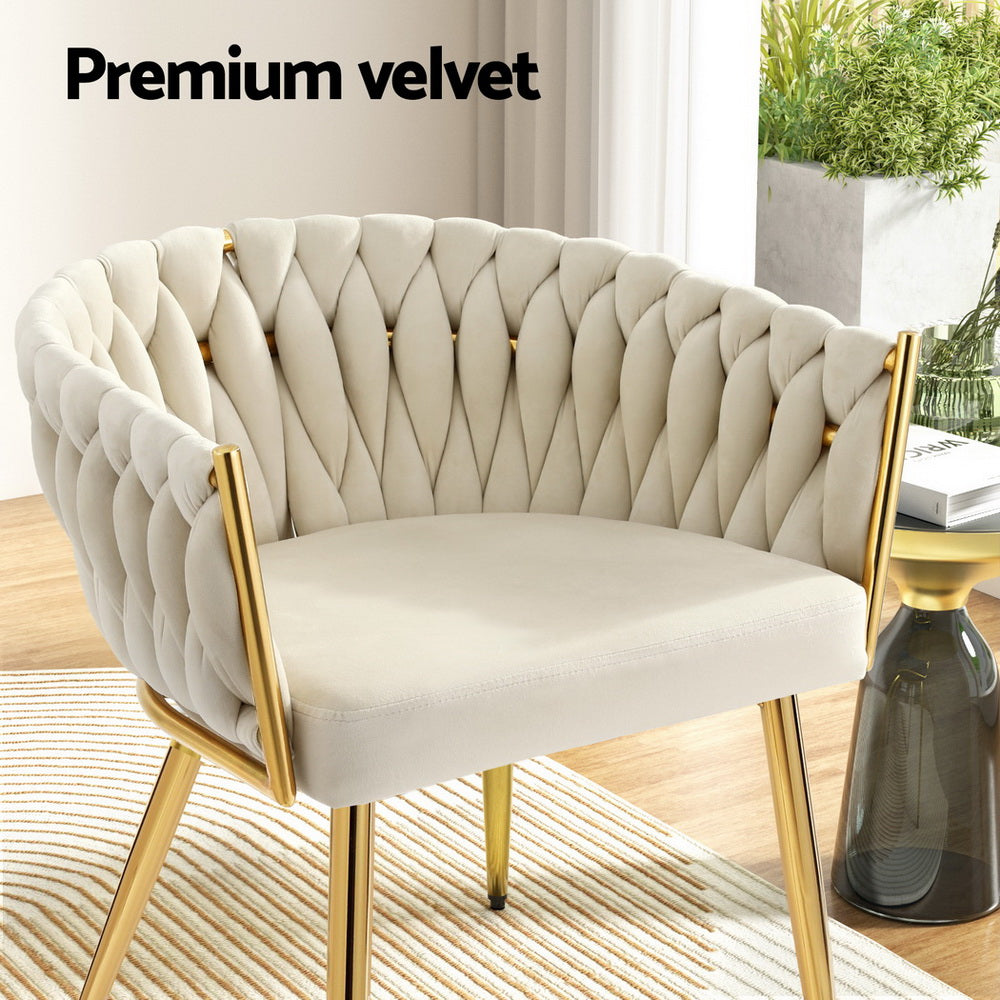 Elegant Beige Velvet Dining Chairs Set of 4
