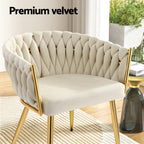 Elegant Beige Velvet Dining Chairs Set of 4