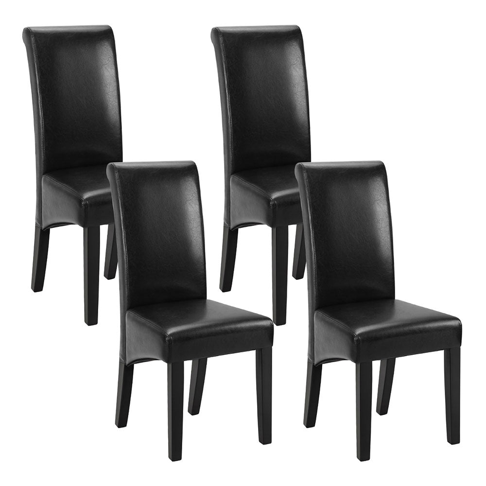 Black Leather Dining Chairs Set of 2
