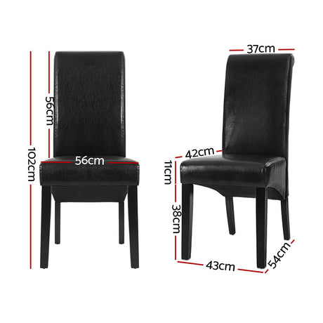 Black Leather Dining Chairs Set of 2