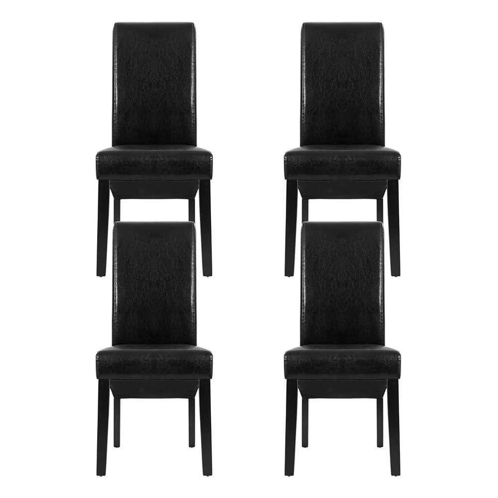 Black Leather Dining Chairs Set of 2