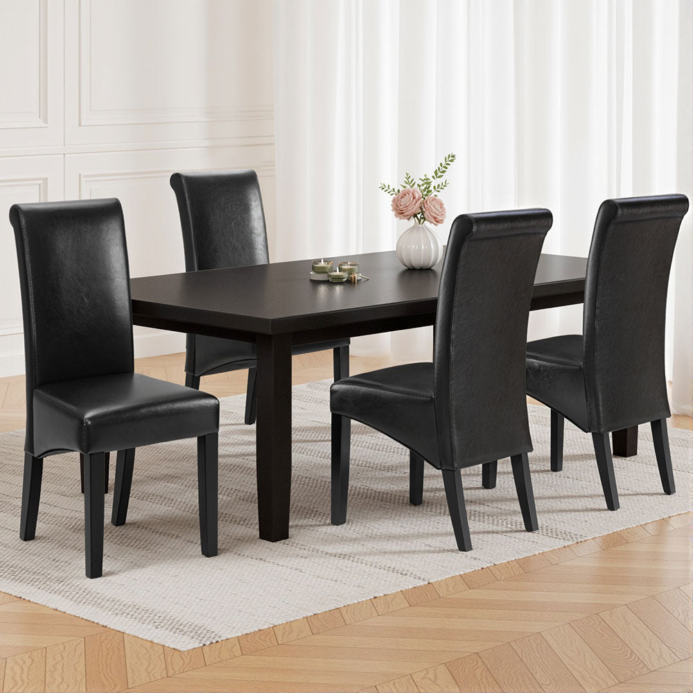 Black Leather Dining Chairs Set of 2