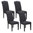 Elegant Dark Grey Linen Dining Chairs Set of 4