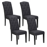 Elegant Dark Grey Linen Dining Chairs Set of 4