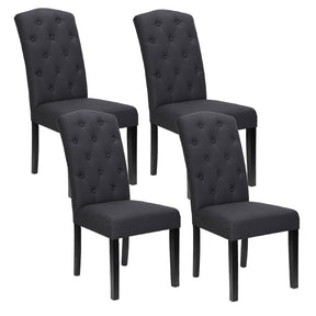 Elegant Dark Grey Linen Dining Chairs Set of 4