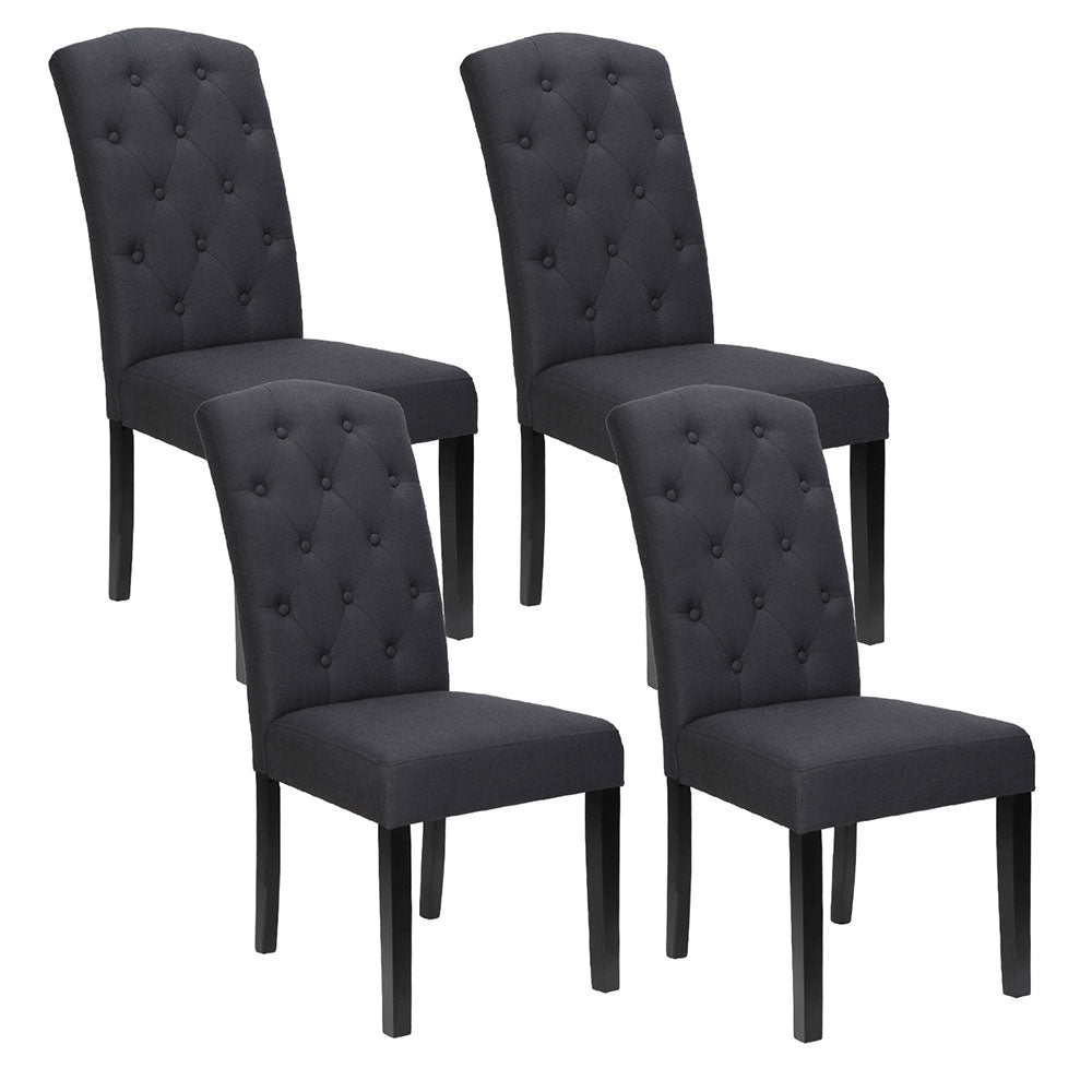 Elegant Dark Grey Linen Dining Chairs Set of 4