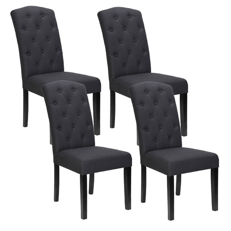 Elegant Dark Grey Linen Dining Chairs Set of 4