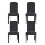 Elegant Dark Grey Linen Dining Chairs Set of 4