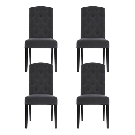 Elegant Dark Grey Linen Dining Chairs Set of 4